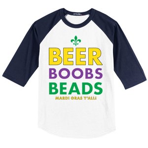 Mardi Gras Beer Boobs Beads Baseball Sleeve Shirt