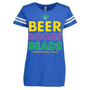 Mardi Gras Beer Boobs Beads Enza Ladies Jersey Football T-Shirt