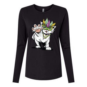 Mardi Gras Cat Womens Cotton Relaxed Long Sleeve T-Shirt