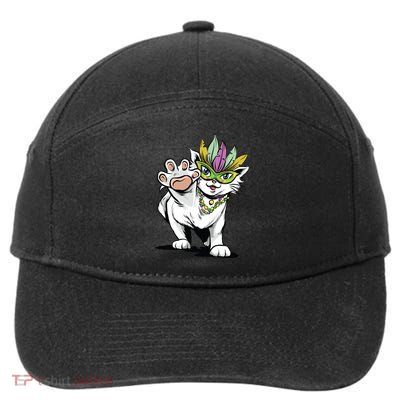 Mardi Gras Cat 7-Panel Snapback Hat