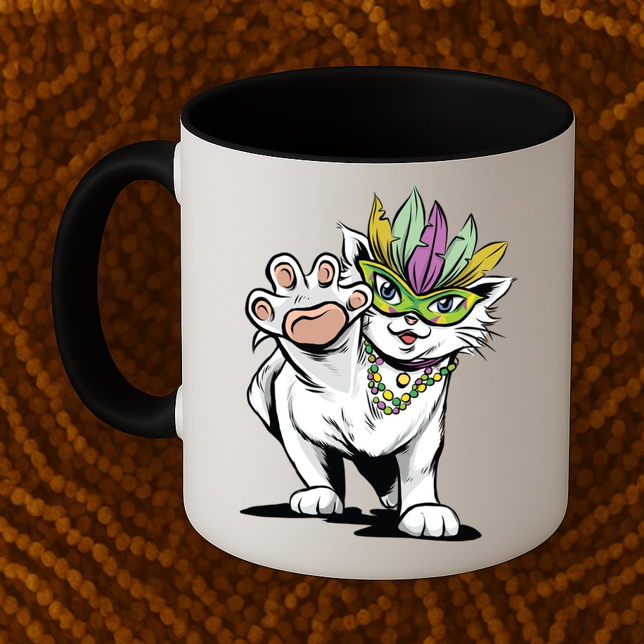 Mardi Gras Cat Mug
