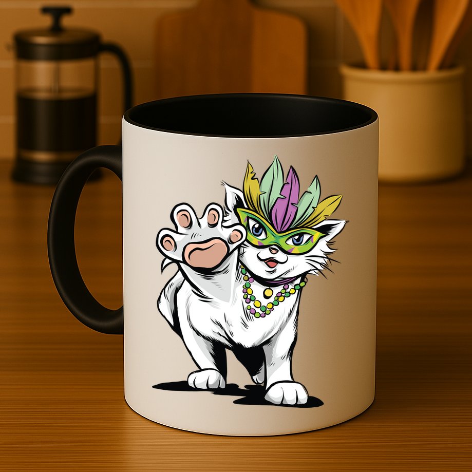 Mardi Gras Cat Mug