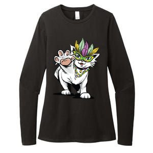 Mardi Gras Cat Womens CVC Long Sleeve Shirt