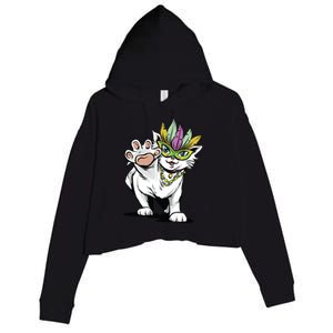 Mardi Gras Cat Crop Fleece Hoodie