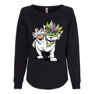 Mardi Gras Cat Womens California Wash Sweatshirt