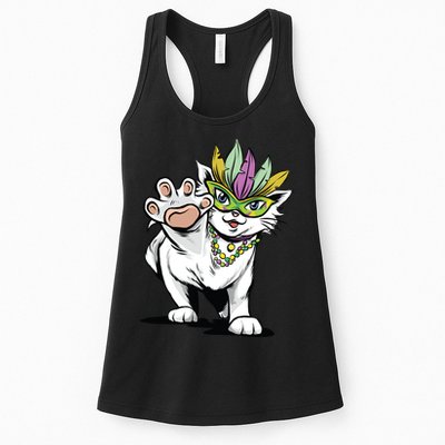 Mardi Gras Cat Womens Tank Top