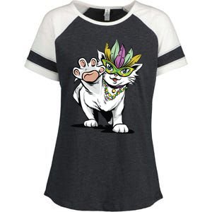 Mardi Gras Cat Enza Ladies Jersey Colorblock Tee