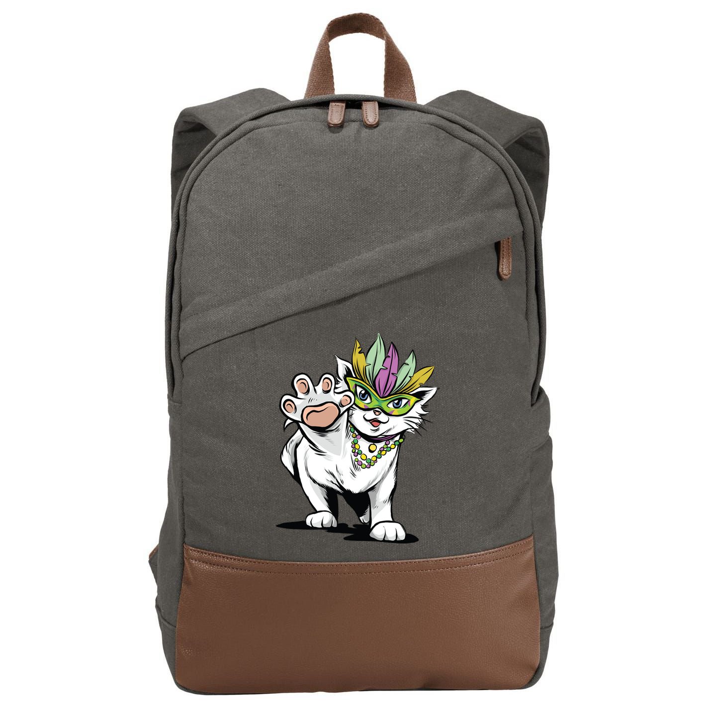 Mardi Gras Cat Cotton Canvas Backpack