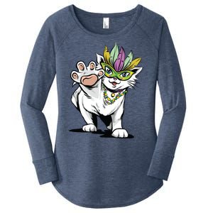 Mardi Gras Cat Women's Perfect Tri Tunic Long Sleeve Shirt