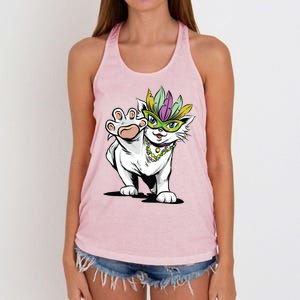 Mardi Gras Cat Women's Knotted Racerback Tank