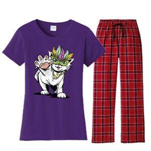 Mardi Gras Cat Women's Flannel Pajama Set