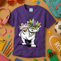 Mardi Gras Cat Kids T-Shirt