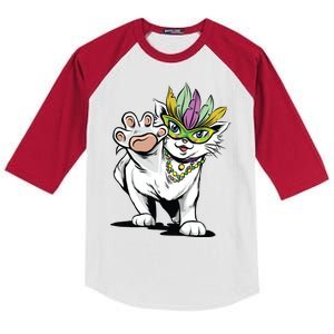 Mardi Gras Cat Kids Colorblock Raglan Jersey