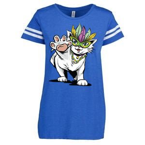 Mardi Gras Cat Enza Ladies Jersey Football T-Shirt