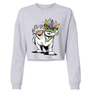 Mardi Gras Cat Cropped Pullover Crew