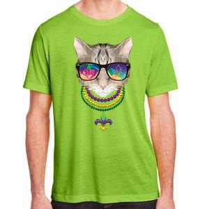 Mardi Gras Cat Beads and Sunglasses NOLA Adult ChromaSoft Performance T-Shirt