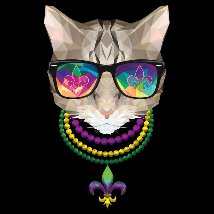 Mardi Gras Cat Beads and Sunglasses NOLA Cooling Performance Crew T-Shirt