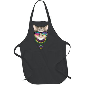 Mardi Gras Cat Beads and Sunglasses NOLA Full-Length Apron With Pockets