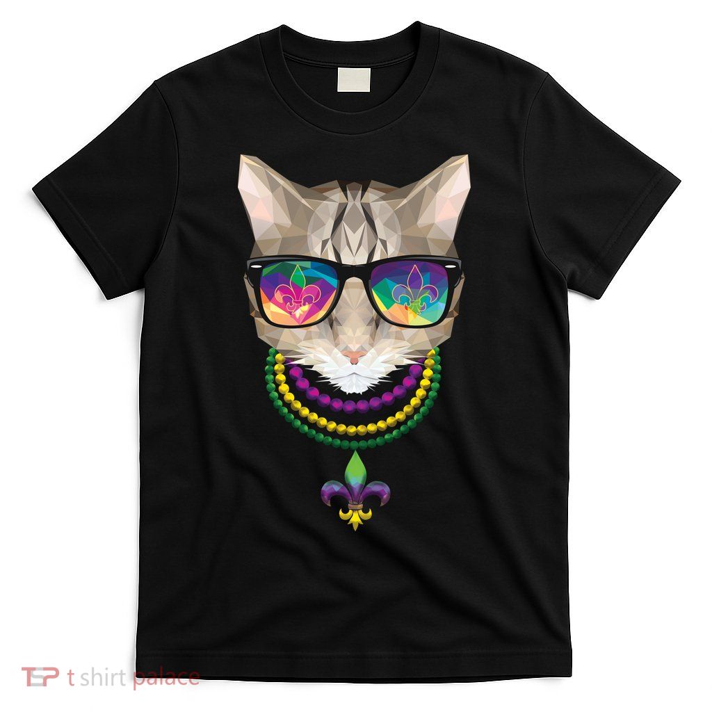 Mardi Gras Cat Beads and Sunglasses NOLA T-Shirt