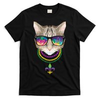 Mardi Gras Cat Beads and Sunglasses NOLA T-Shirt