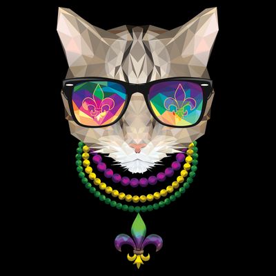 Mardi Gras Cat Beads and Sunglasses NOLA T-Shirt