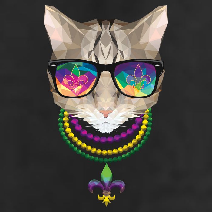 Mardi Gras Cat Beads and Sunglasses NOLA Adult Drive Performance Visor