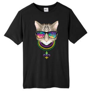 Mardi Gras Cat Beads and Sunglasses NOLA Tall Fusion ChromaSoft Performance T-Shirt