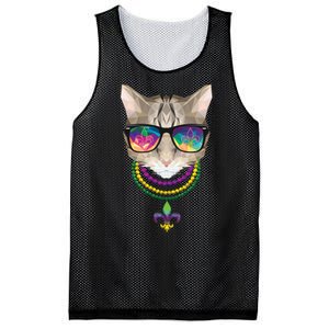 Mardi Gras Cat Beads and Sunglasses NOLA Mesh Reversible Basketball Jersey Tank