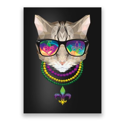Mardi Gras Cat Beads and Sunglasses NOLA Poster