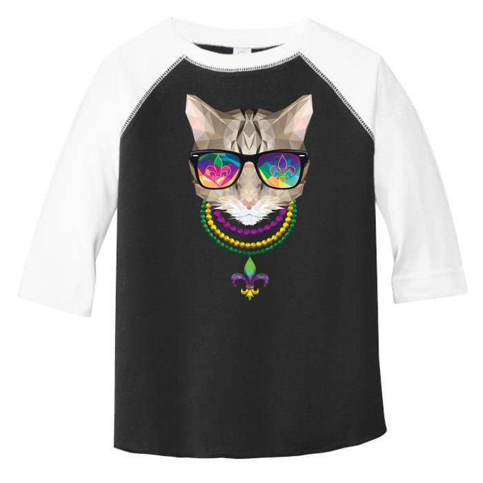 Mardi Gras Cat Beads and Sunglasses NOLA Toddler Fine Jersey T-Shirt