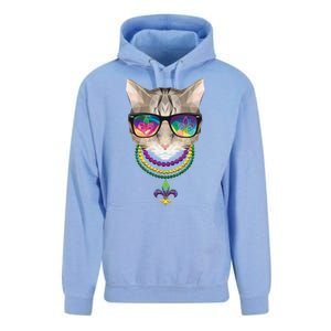 Mardi Gras Cat Beads and Sunglasses NOLA Unisex Surf Hoodie