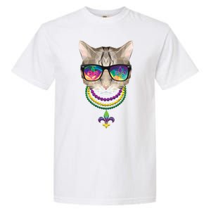 Mardi Gras Cat Beads and Sunglasses NOLA Garment-Dyed Heavyweight T-Shirt