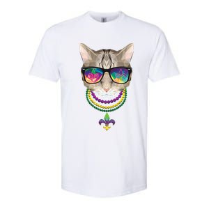 Mardi Gras Cat Beads and Sunglasses NOLA Softstyle CVC T-Shirt