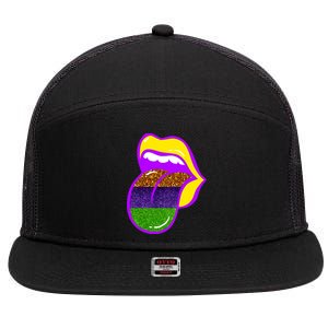 Mardi Gras Colorful Lips 7 Panel Mesh Trucker Snapback Hat