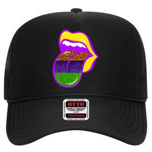 Mardi Gras Colorful Lips High Crown Mesh Back Trucker Hat