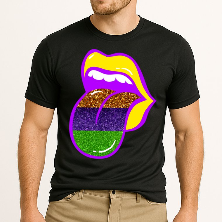 Mardi Gras Colorful Lips Cooling Performance Crew T-Shirt