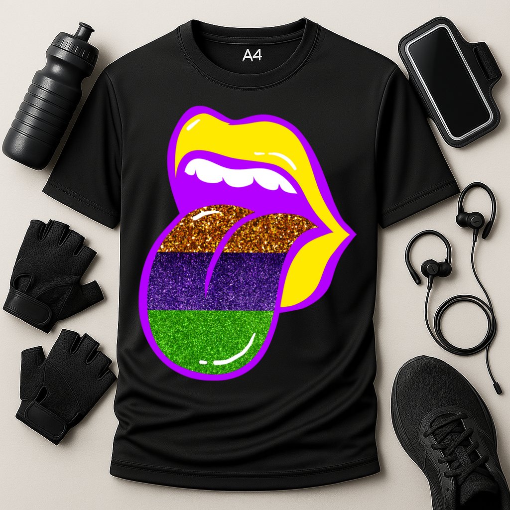 Mardi Gras Colorful Lips Cooling Performance Crew T-Shirt
