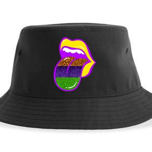 Mardi Gras Colorful Lips Sustainable Bucket Hat