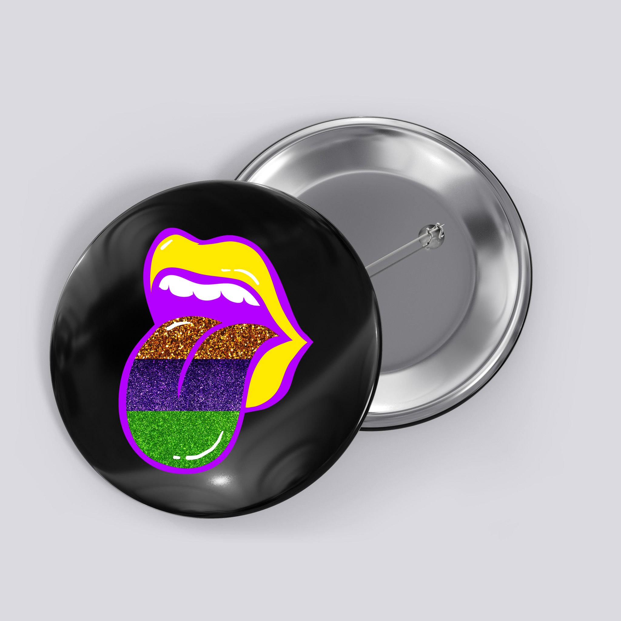 Mardi Gras Colorful Lips Button