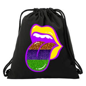 Mardi Gras Colorful Lips Drawstring Bag