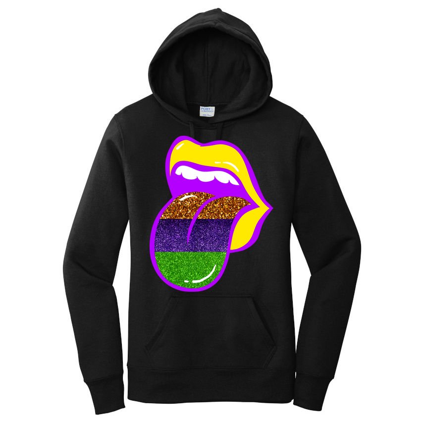 Mardi Gras Colorful Lips Women's Pullover Hoodie