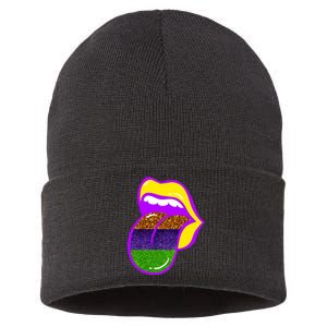 Mardi Gras Colorful Lips Sustainable Knit Beanie