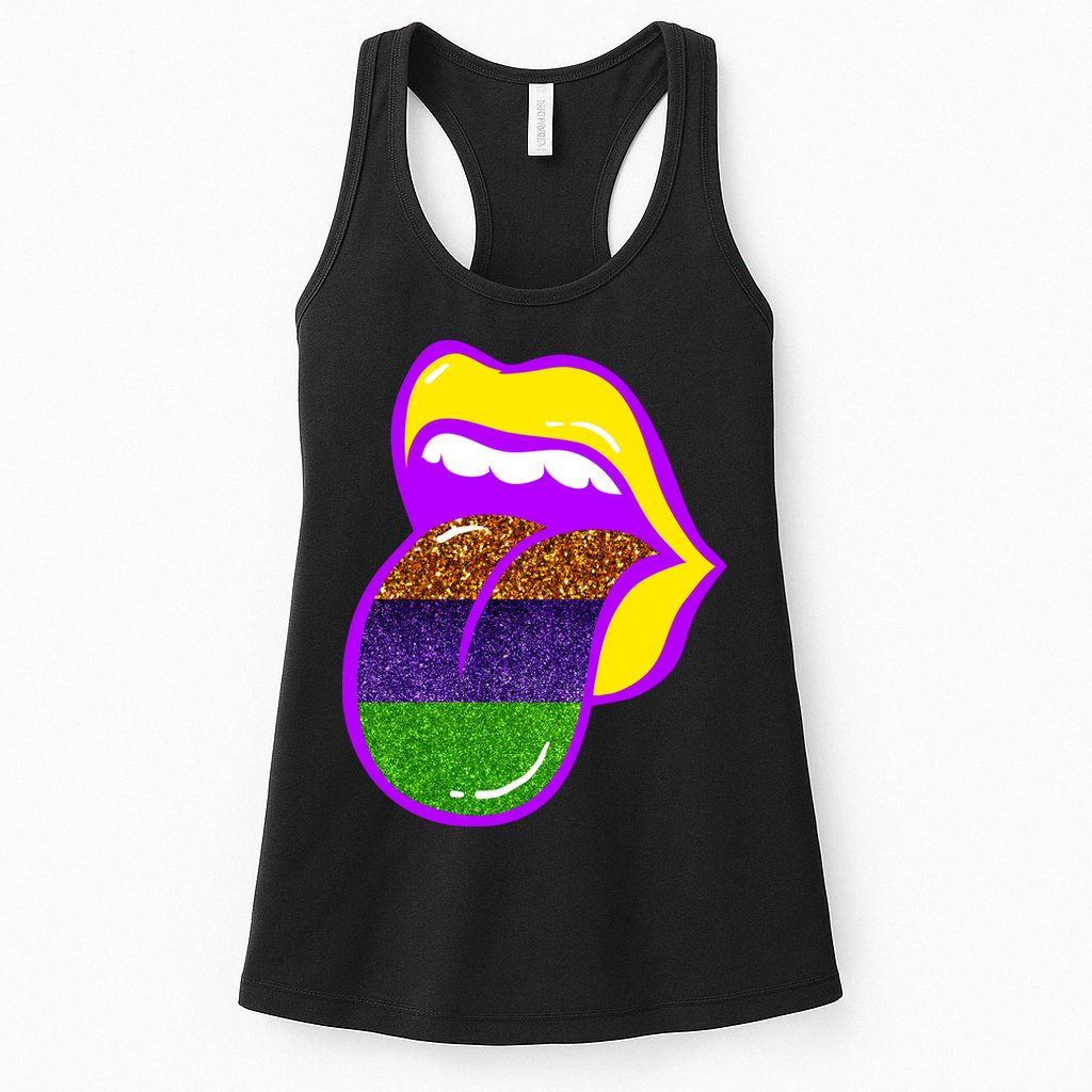 Mardi Gras Colorful Lips Womens Tank Top