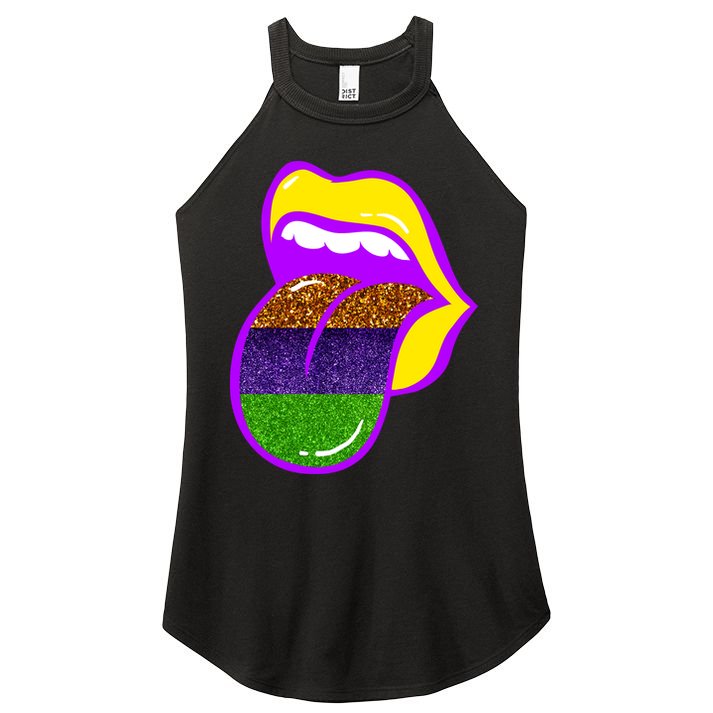 Mardi Gras Colorful Lips Women's Perfect Tri Rocker Tank