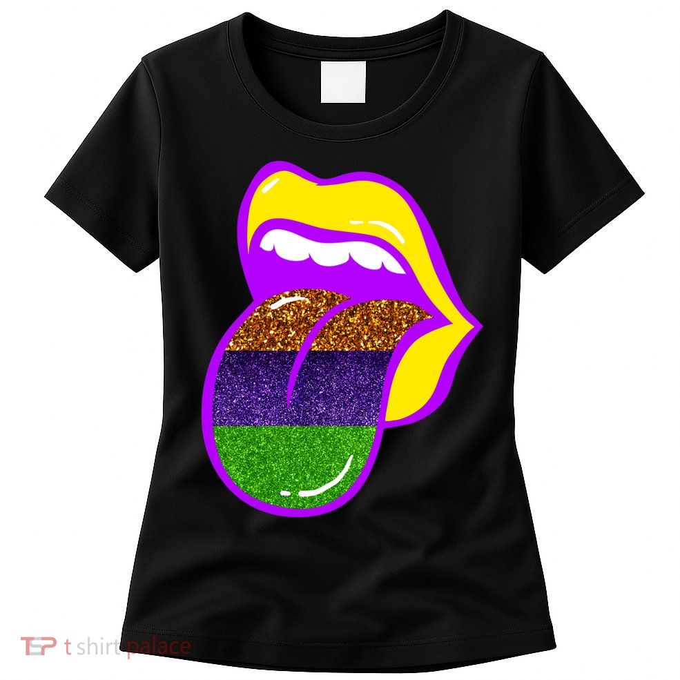 Mardi Gras Colorful Lips Womens T-Shirt