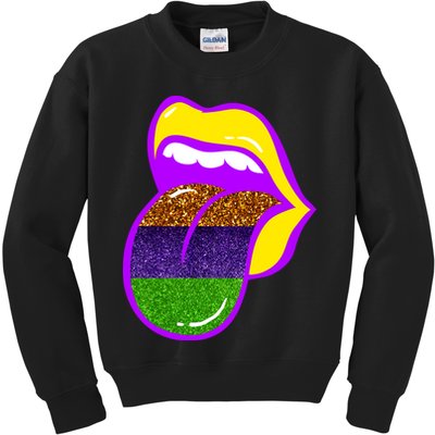 Mardi Gras Colorful Lips Kids Sweatshirt