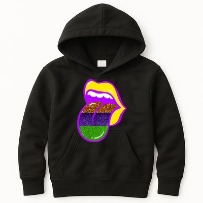 Mardi Gras Colorful Lips Kids Hoodie