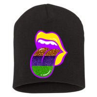 Mardi Gras Colorful Lips Short Acrylic Beanie