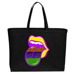 Mardi Gras Colorful Lips Cotton Canvas Jumbo Tote