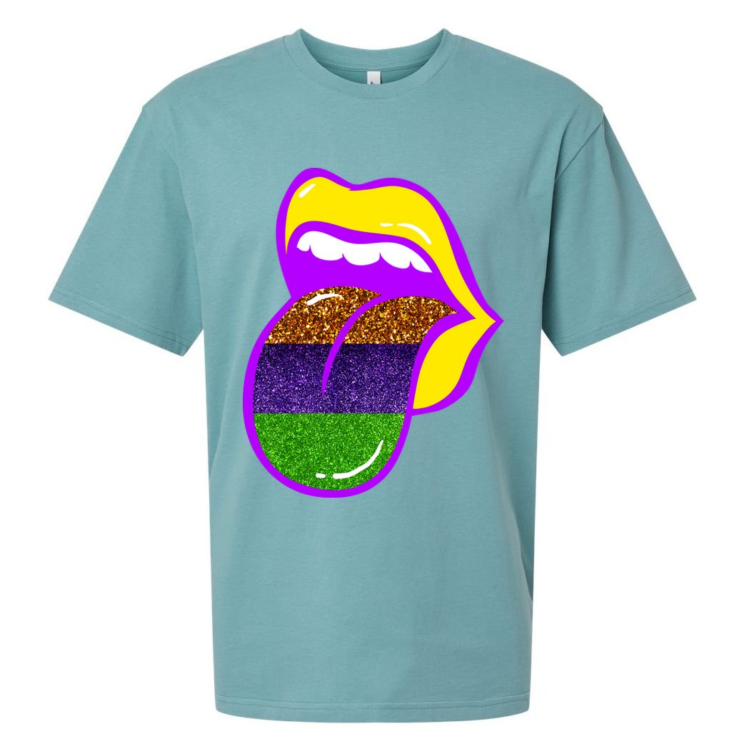 Mardi Gras Colorful Lips Sueded Cloud Jersey T-Shirt